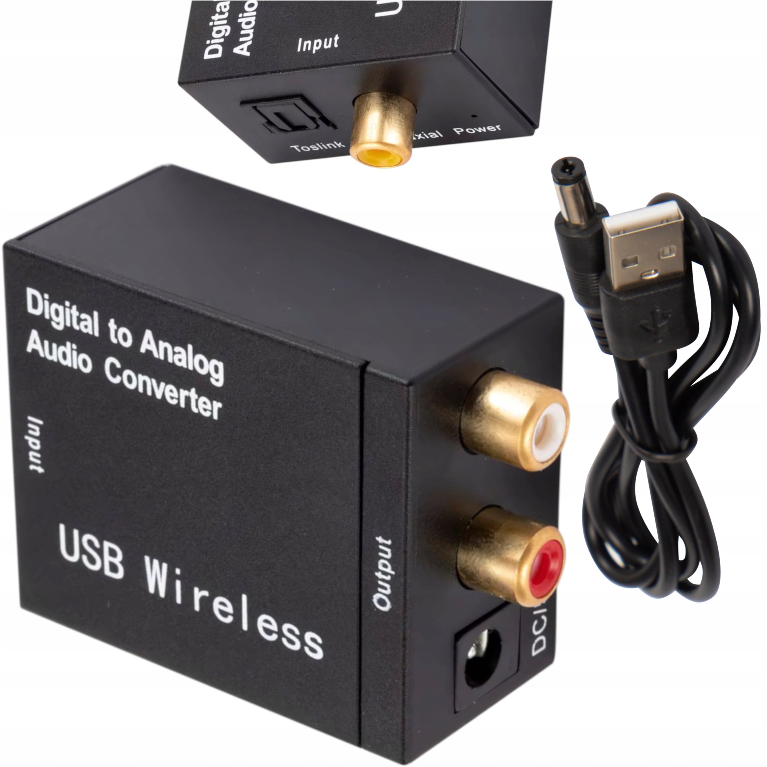 OPTICAL DAC CONVERTER ADAPTER COAXIAL TOSLINK TO 2x RCA CINCH