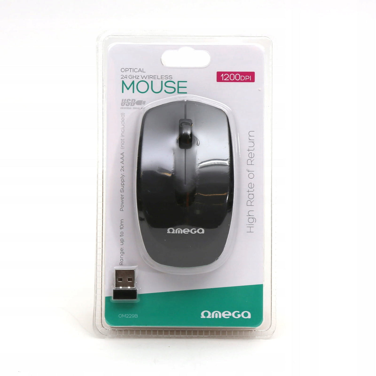 OPTICAL MOUSE WIRELESS COMPUTER MOUSE USB 1600DPI Manufacturer code W926-BK