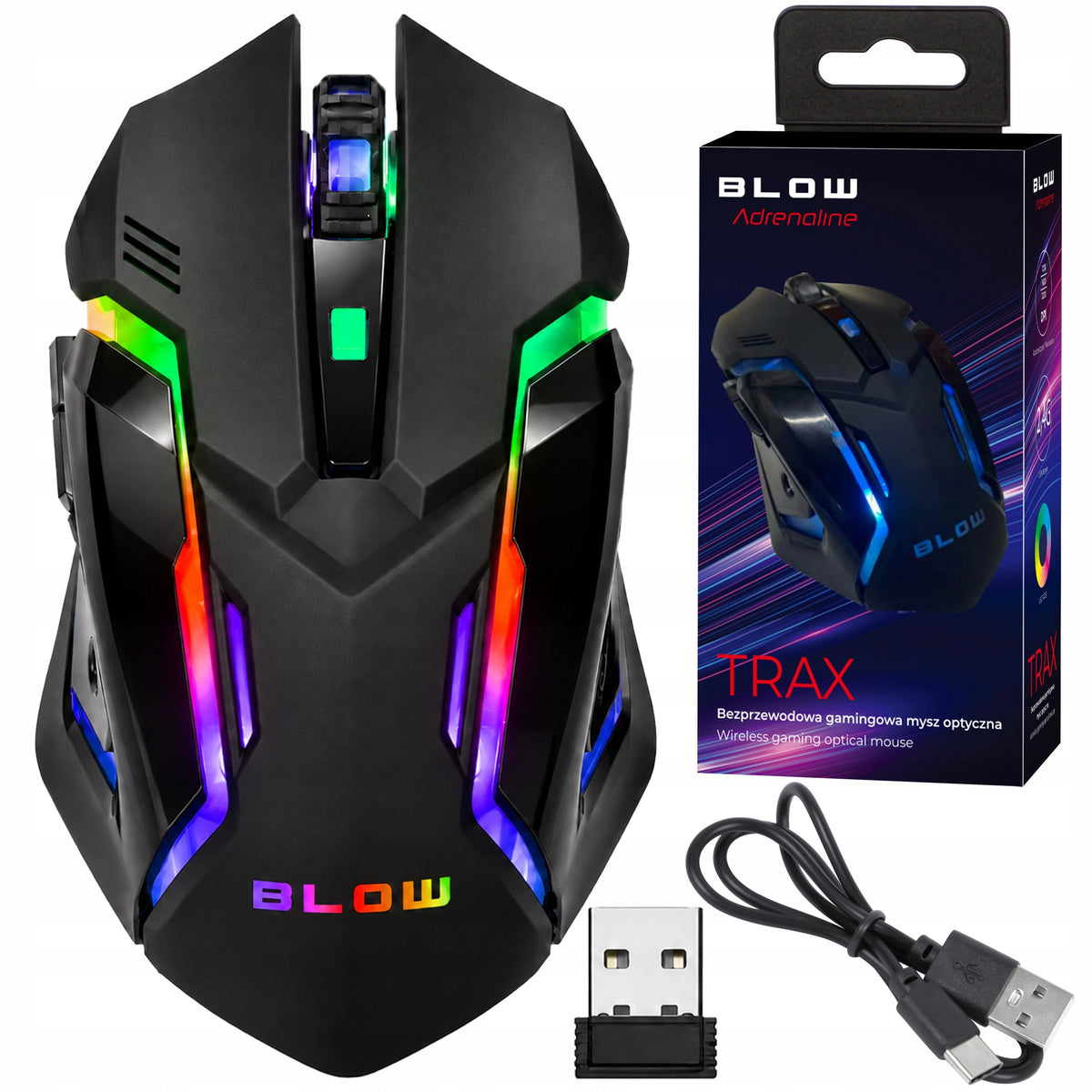 OPTICAL MOUSE WIRELESS GAMING MOUSE SENSOR PC USB 2,4G LED RGB
