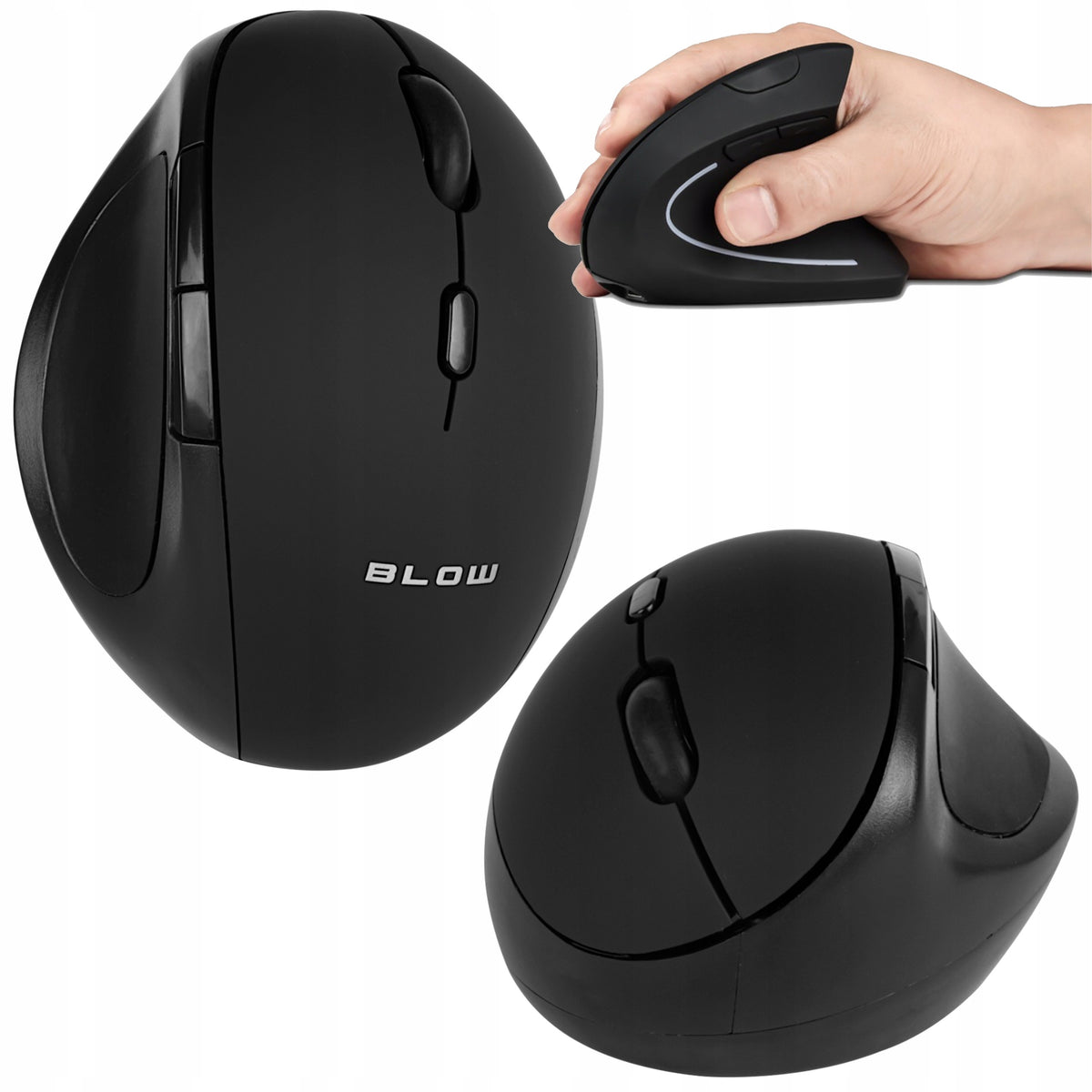 OPTICAL MOUSE WIRELESS VERTICAL COMFORTABLE QUIET USB MOUSE BLACK