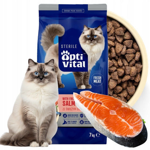 OPTIVITAL DRY FOOD FOR STERILIZED CATS WITH SALMON FRESH MEAT 7KG