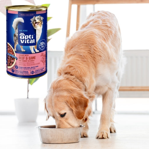 OPTIVITAL Wet Dog Food Beef Game and Carrots in Sauce 1,25kg Brand Optivital