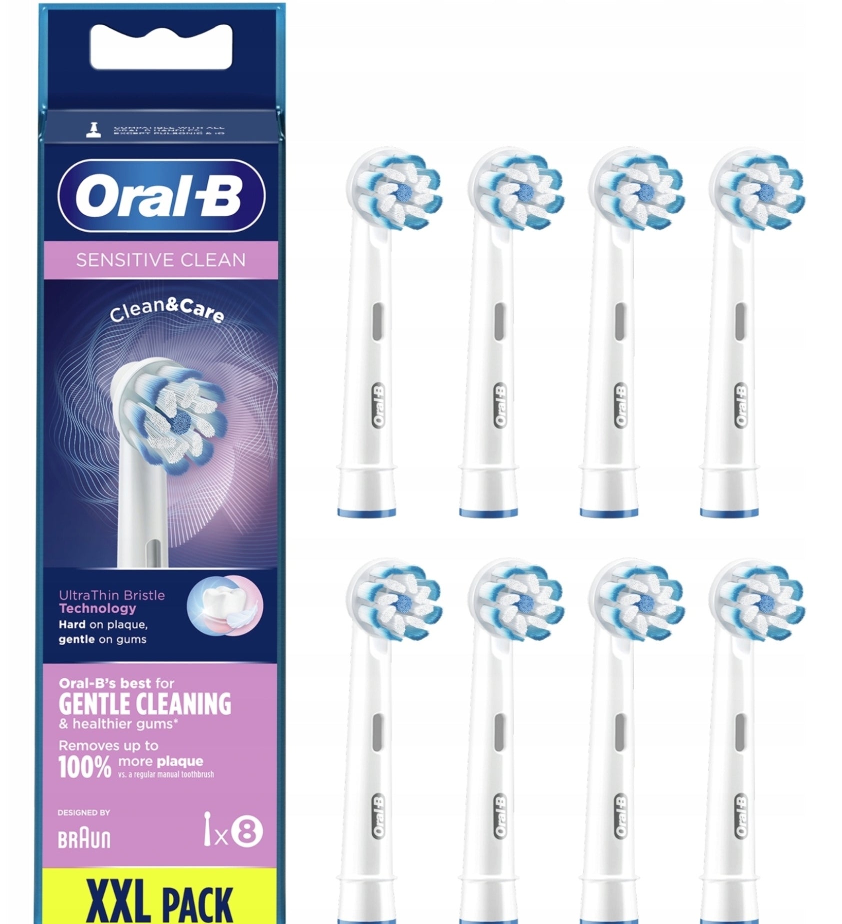 ORAL-B BRAUN SENSITIVE CLEAN EB60 100% ORIGINAL TIP 8 PIECES Packaging status original