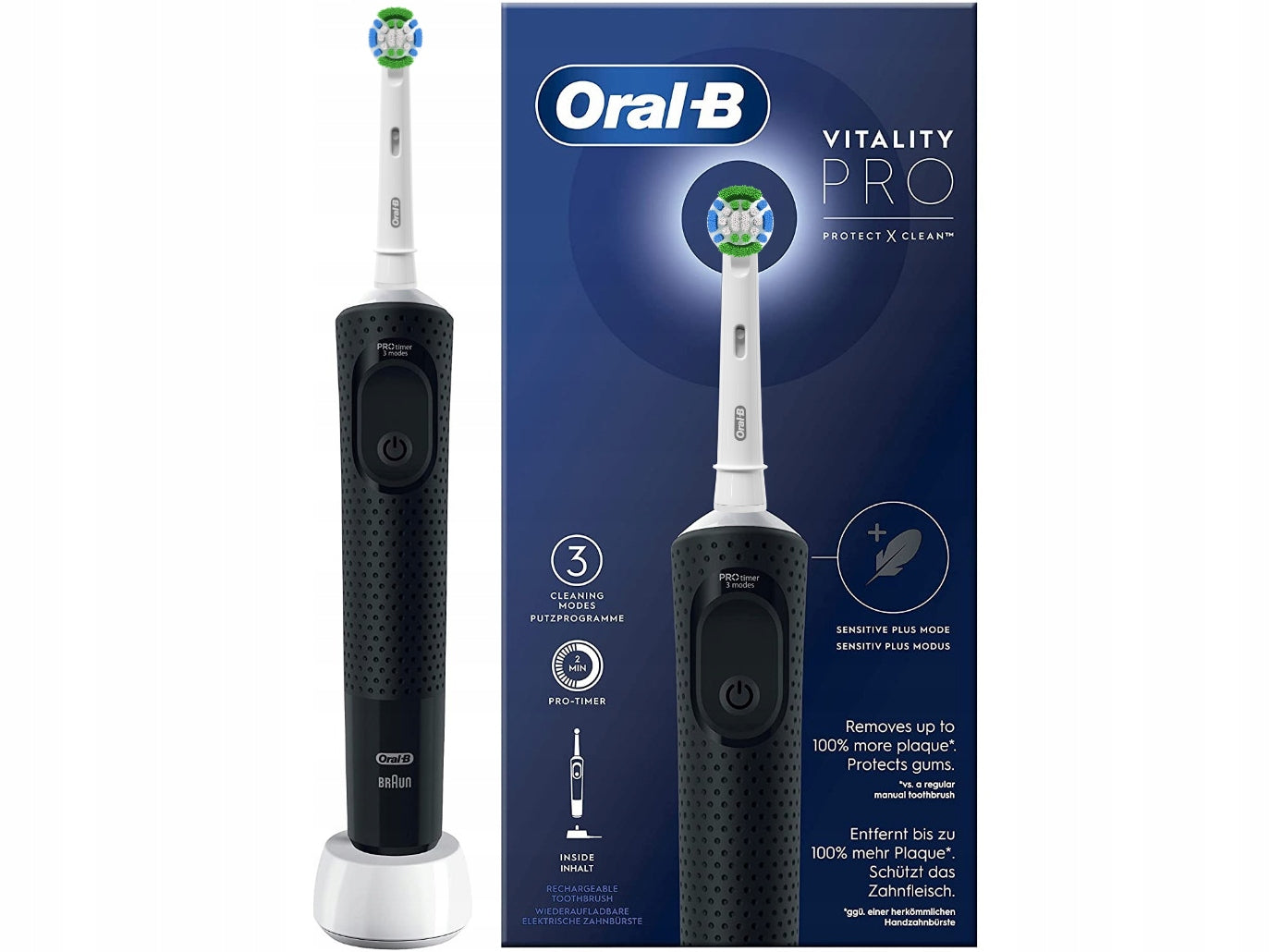 ORAL B ELECTRIC TOOTHBRUSH BLACK 7600 REVOLUTIONS / MINUTE TIMER
