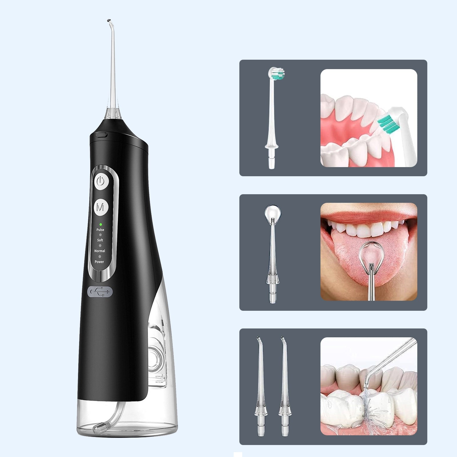 ORAL HYGIENE IRRIGATOR BLACK WIRELESS TANK 310ML Brand no brand