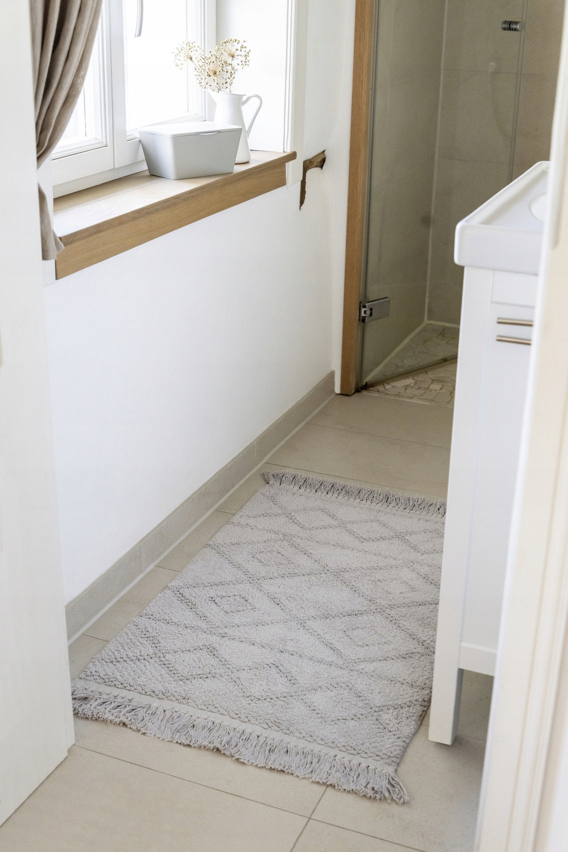 ORGANIC COTTON BATHROOM RUG 60 X 90 CM NON-SLIP GREY Manufacturer code 25281100