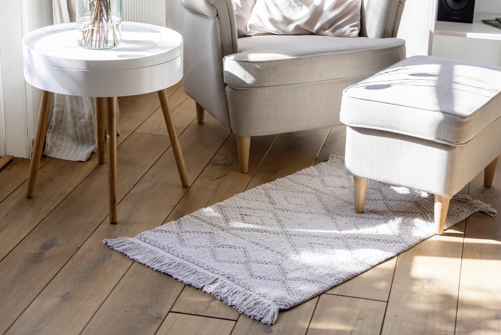 ORGANIC COTTON BATHROOM RUG 60 X 90 CM NON-SLIP GREY Product width 60 cm