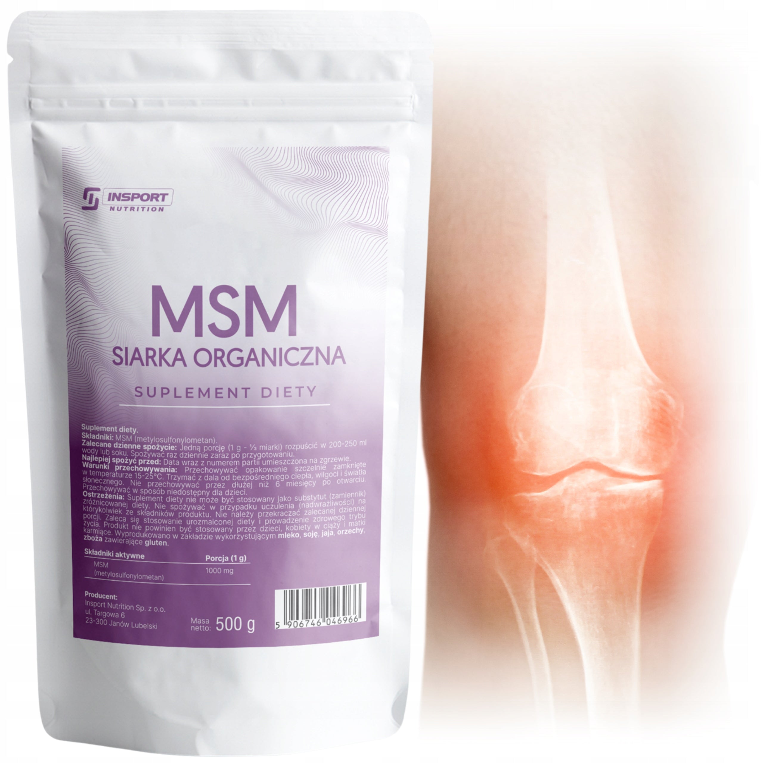 ORGANIC SULFUR MSM 1000mg Pure 500g for joints HAIR NAILS | INSPORT