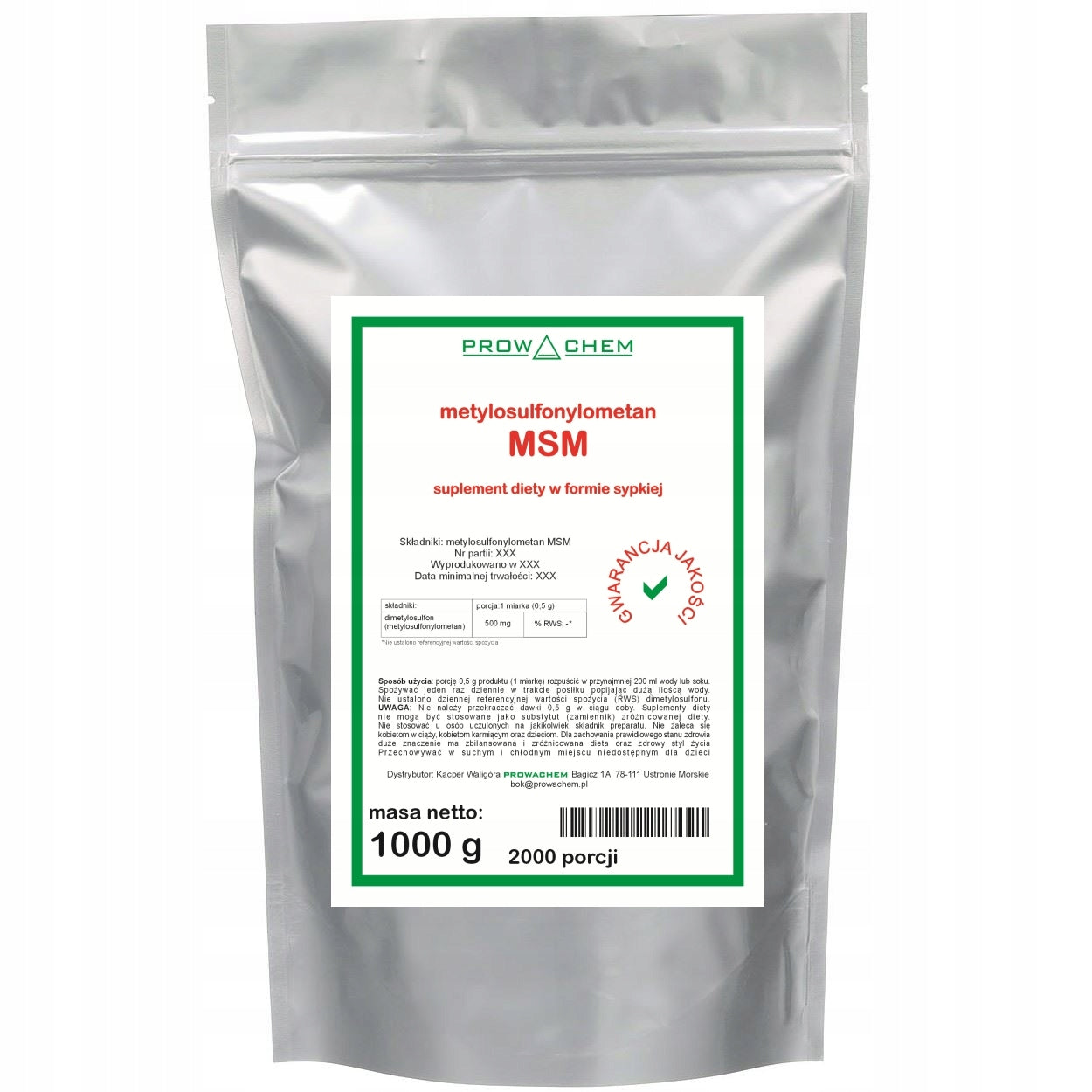 ORGANIC SULFUR MSM 1kg SUPPLEMENT