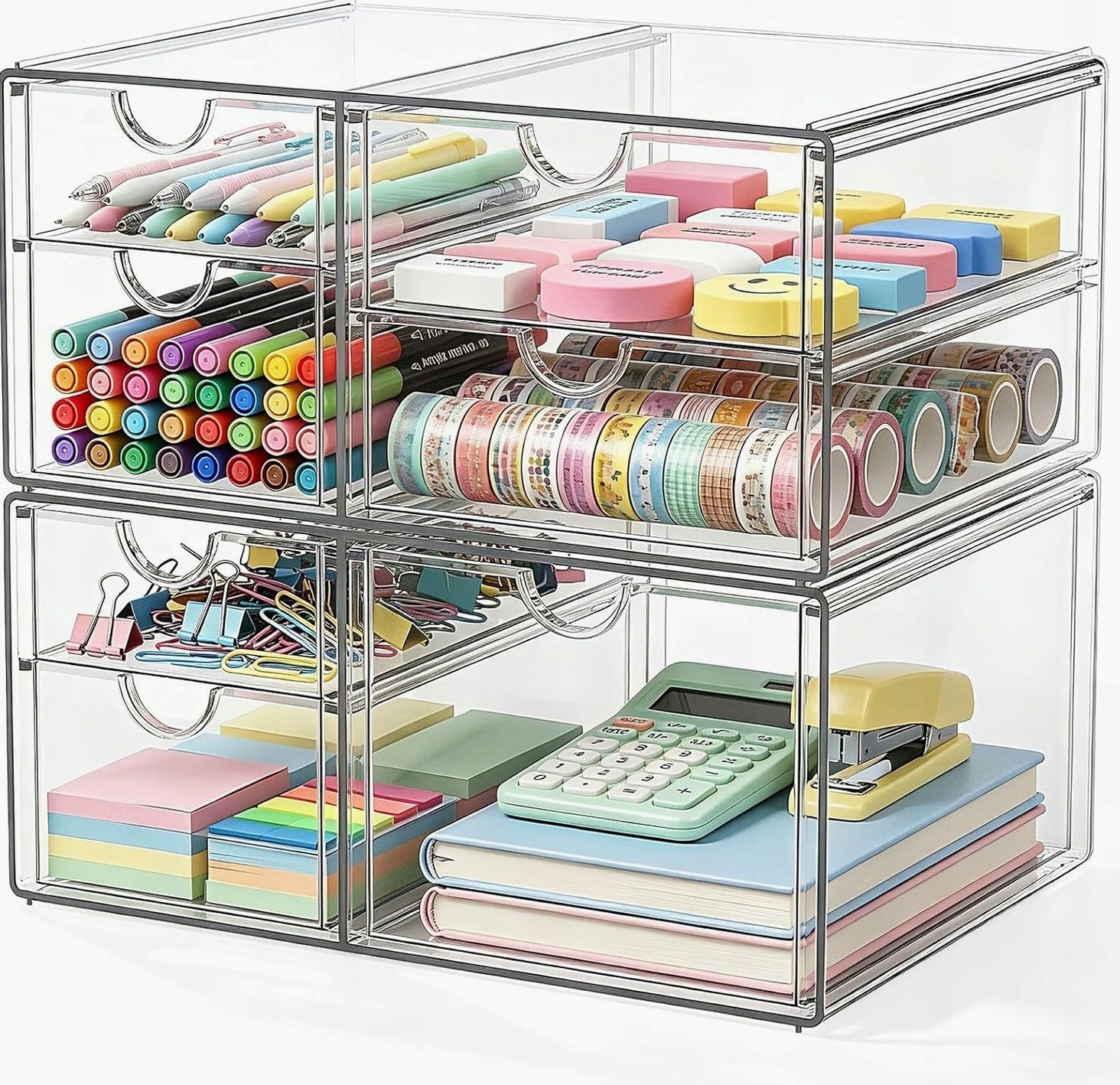 ORGANIZER 2 PIECES 7 DRAWERS ACRYLIC CLEAR CONTAINER FOR COSMETICS