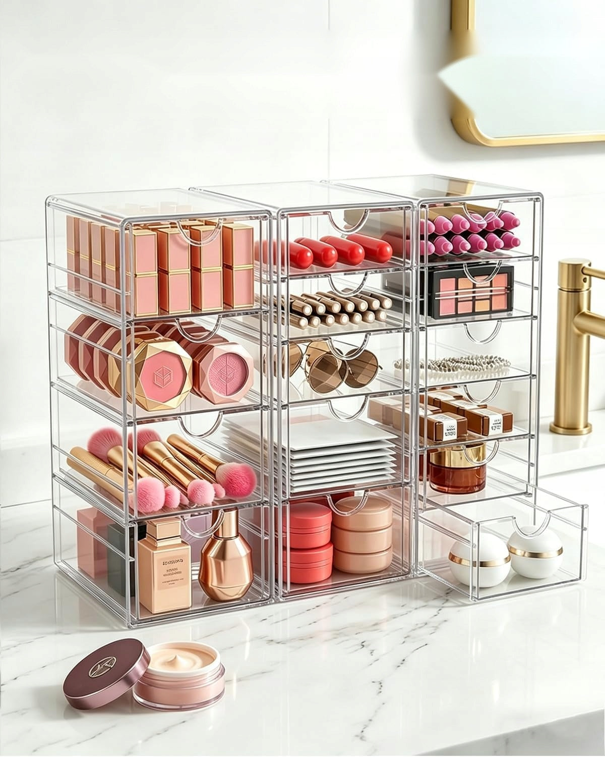 ORGANIZER ACRYLIC DRAWER CONTAINER SET TRANSPARENT FOR DESK Color other