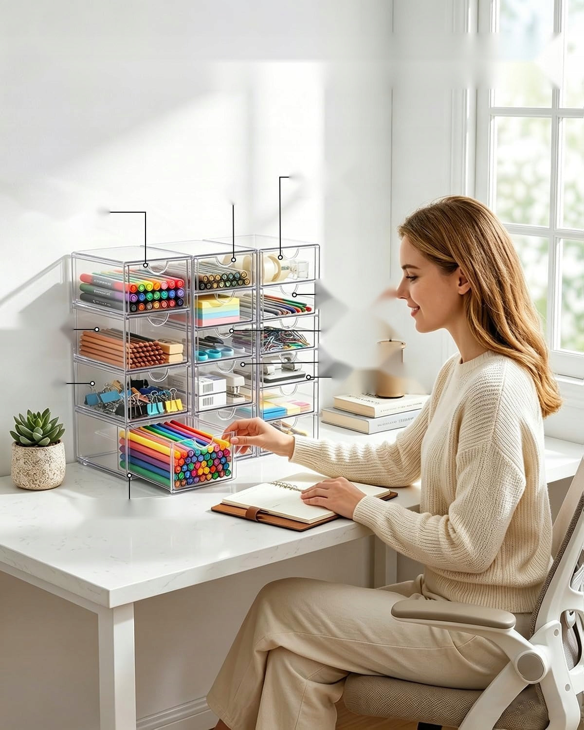 ORGANIZER ACRYLIC DRAWER CONTAINER SET TRANSPARENT FOR DESK Kind other