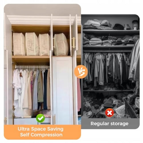 ORGANIZER BEIGE FOR STORING QUILTS COMPRESSION BAG SAVING Color beige