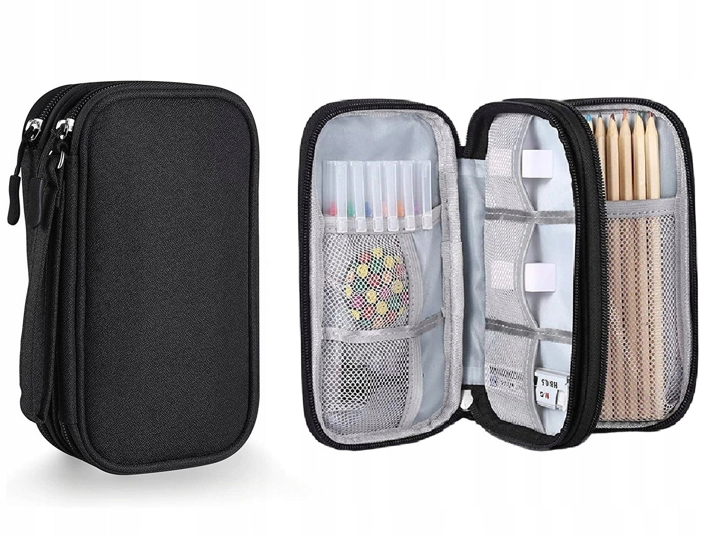 ORGANIZER BLACK TRAVEL USB CHARGER CABLE CASE FOR LOCK Double
