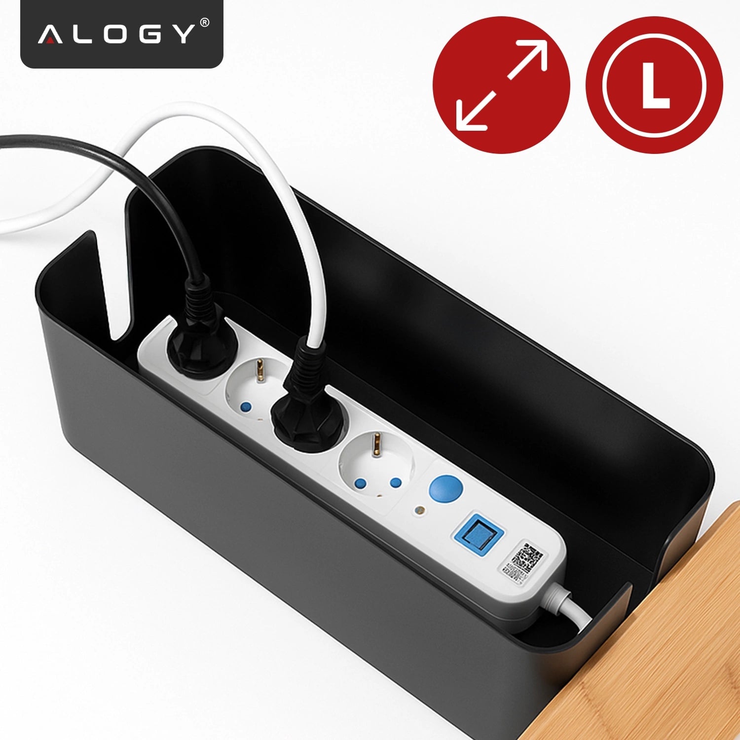 ORGANIZER BOX CHARGER CONTAINER BATTERIES HEADPHONES WIRES CABLES L Brand Alogy