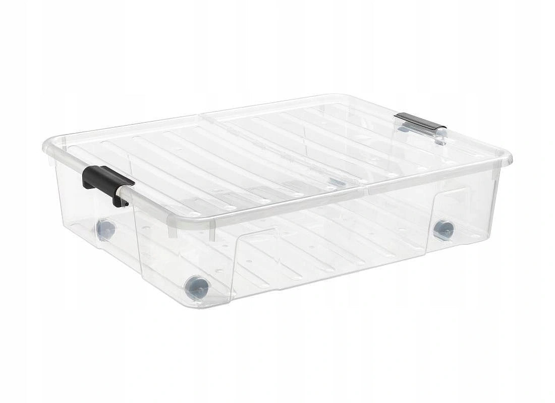 ORGANIZER BOX PLASTIC CONTAINER FOR BED TRANSPARENT 49L WHEELS