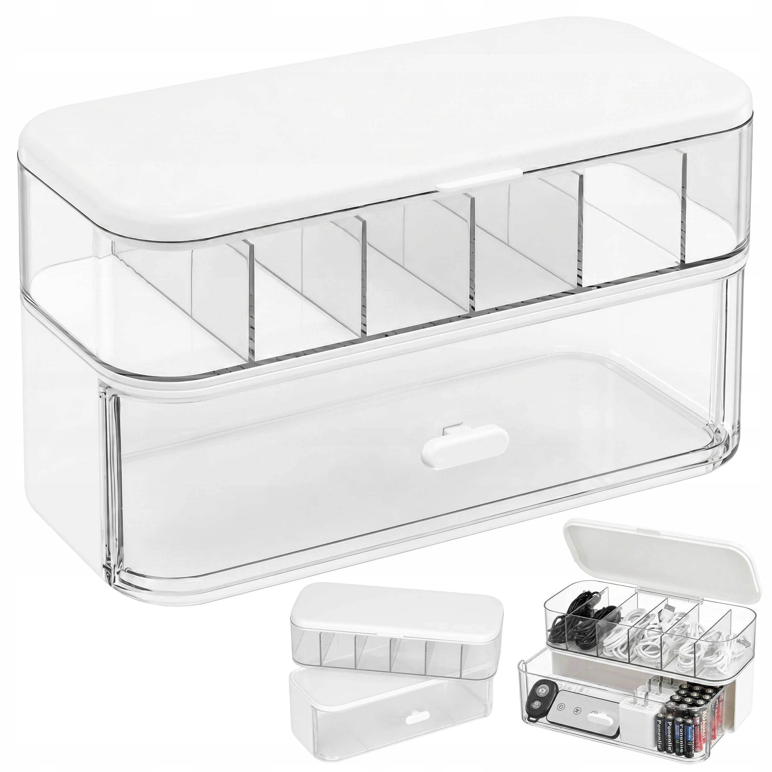 ORGANIZER CONTAINER BOX FOR CHARGER CABLES BATTERIES HEADPHONES WIRES
