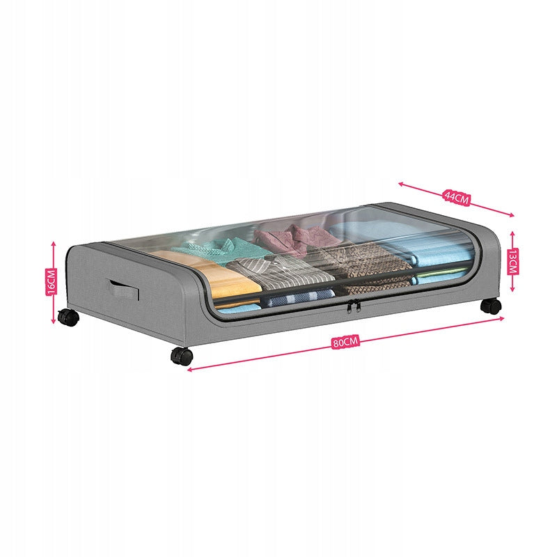 ORGANIZER CONTAINER ON WHEELS UNDER THE BED WARDROBE GREY Brand Perfectlife