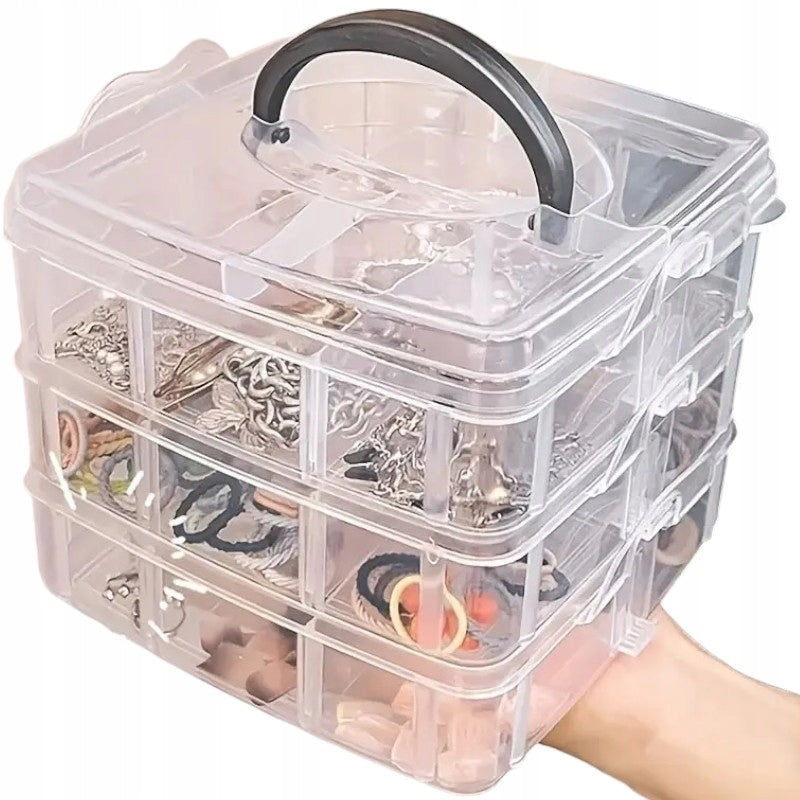 ORGANIZER CONTAINER WITH COMPARTMENTS FOR JEWELRY BUTTONS SCREWS TRINKETS 3P