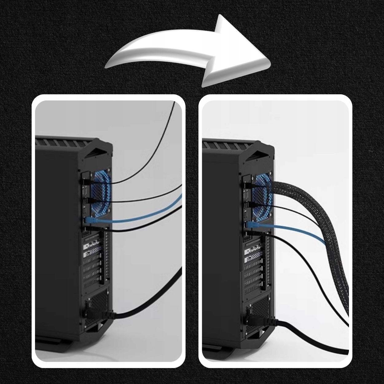 ORGANIZER COVER BRAID GRILLE TV CABLES WIRES FOR DESK 2M BLACK Brand MEMFLOW