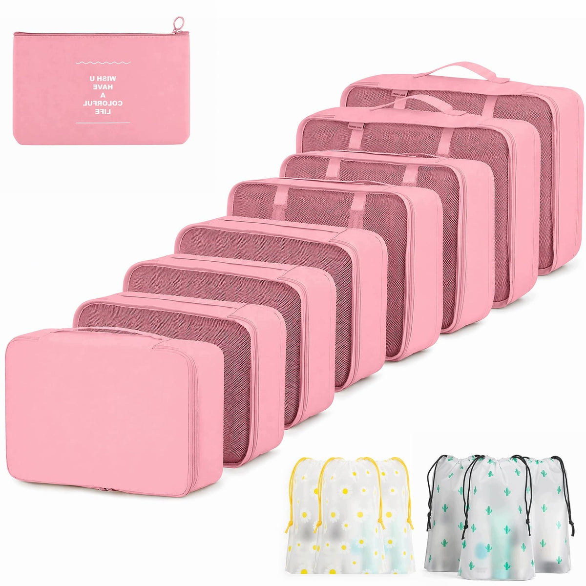 ORGANIZER FOR SUITCASE 15 ELEMENTS OF COSMETIC BAG PINK