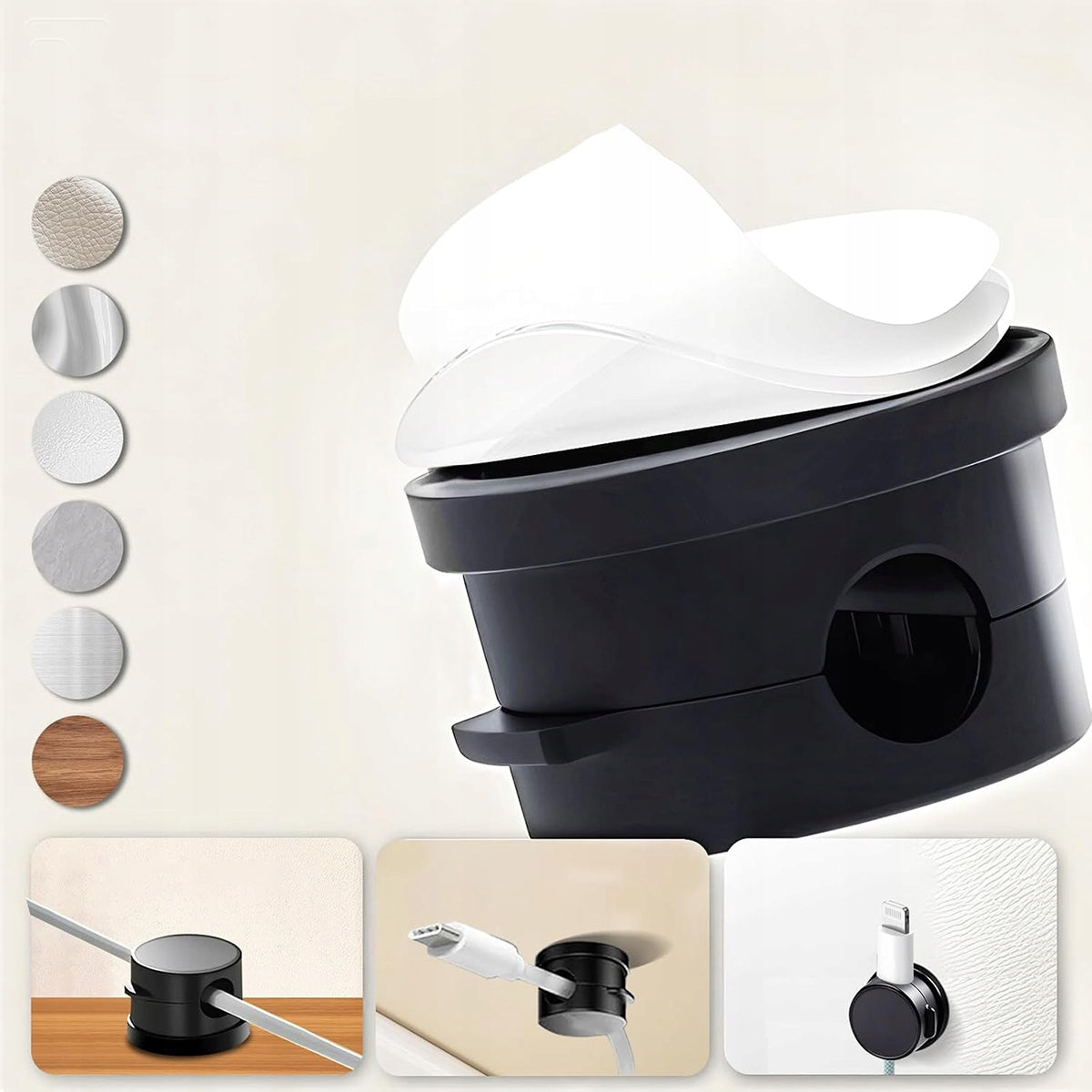 ORGANIZER HOLDER SELF ADHESIVE CLIP FOR WIRE CABLES USB MAGNET 6 PIECES Product weight with unit packaging 0.25 kg