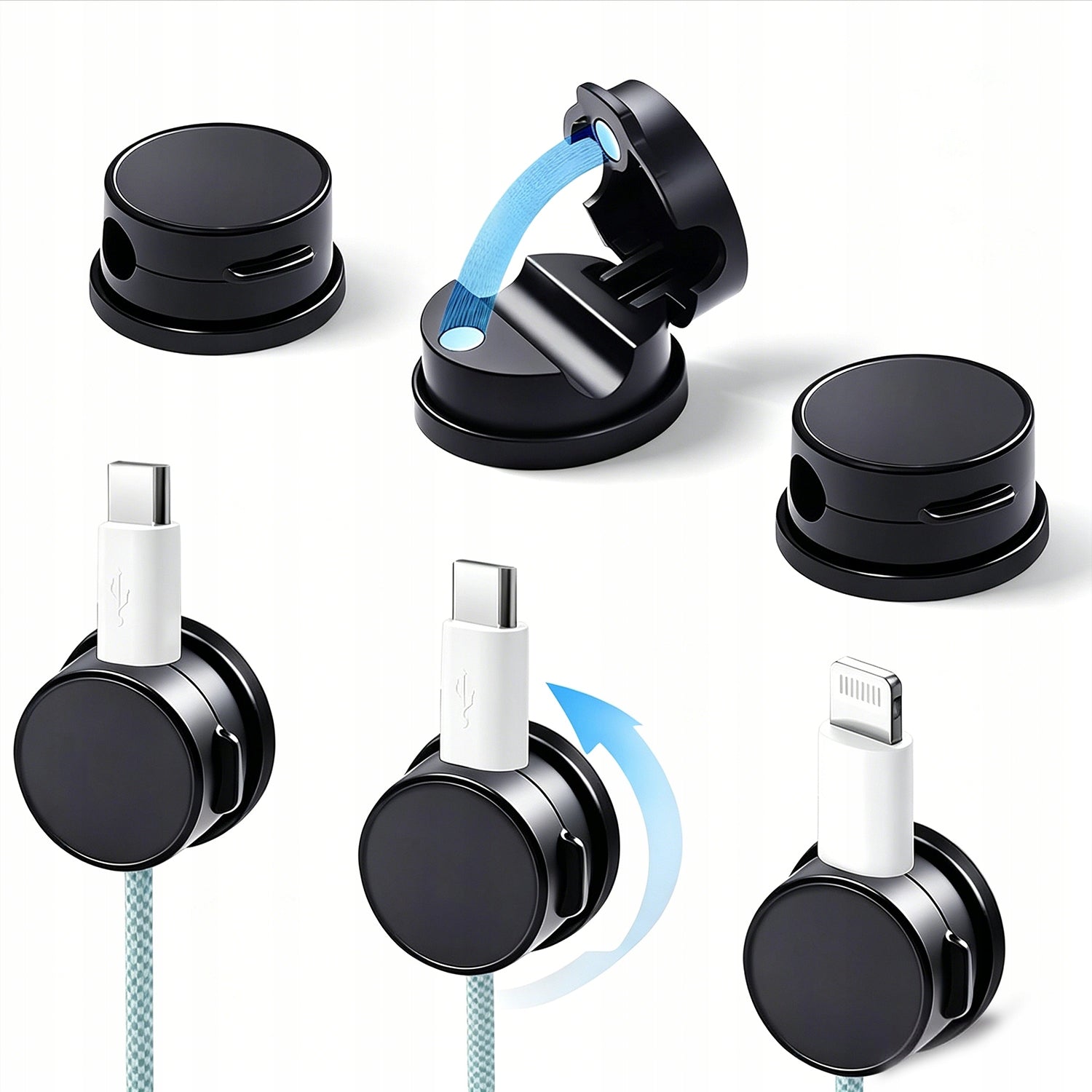 ORGANIZER HOLDER SELF ADHESIVE CLIP FOR WIRE CABLES USB MAGNET 6 PIECES
