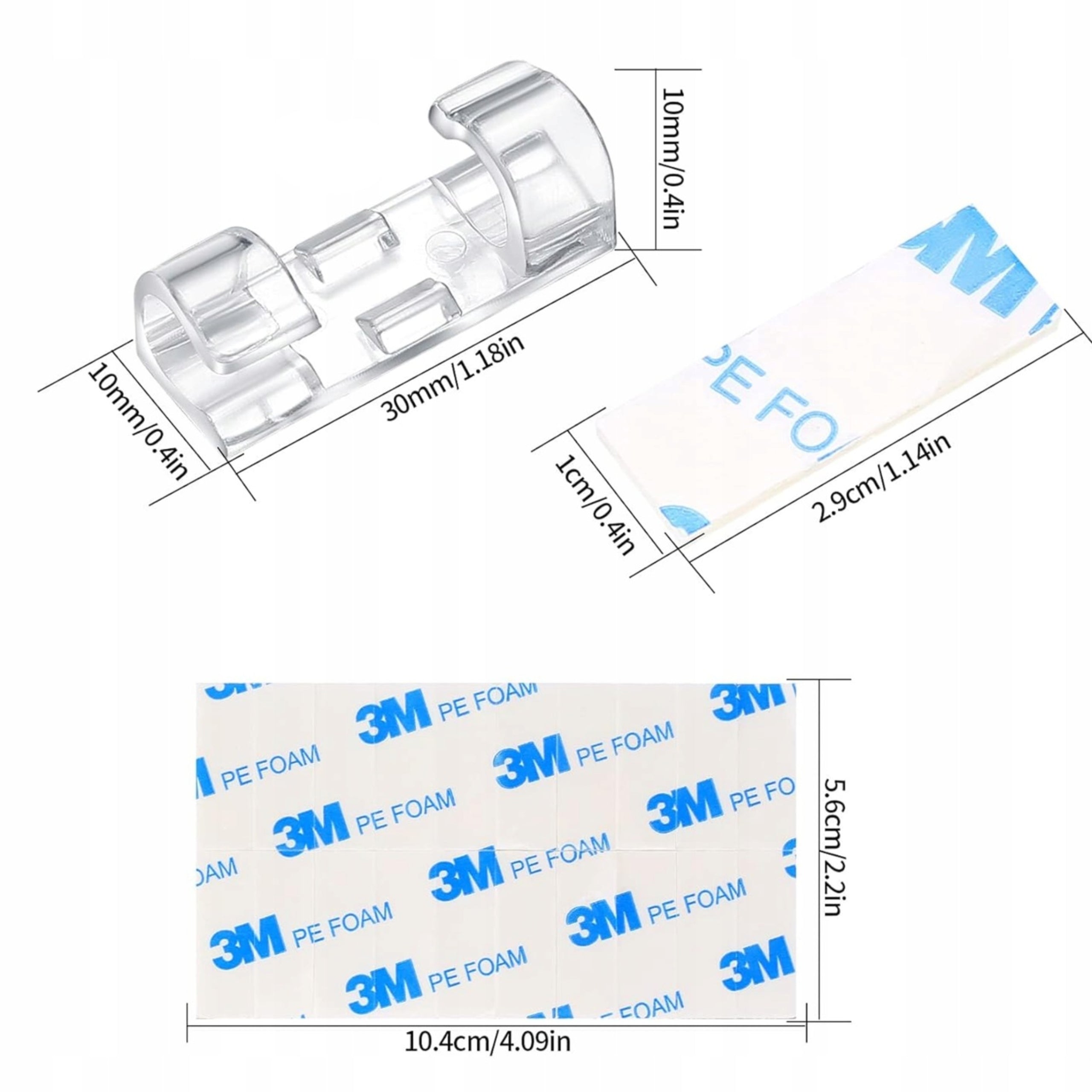 ORGANIZER HOOK GRILLE CABLE CLIP 3M SELF ADHESIVE 100PCS Packaging status original
