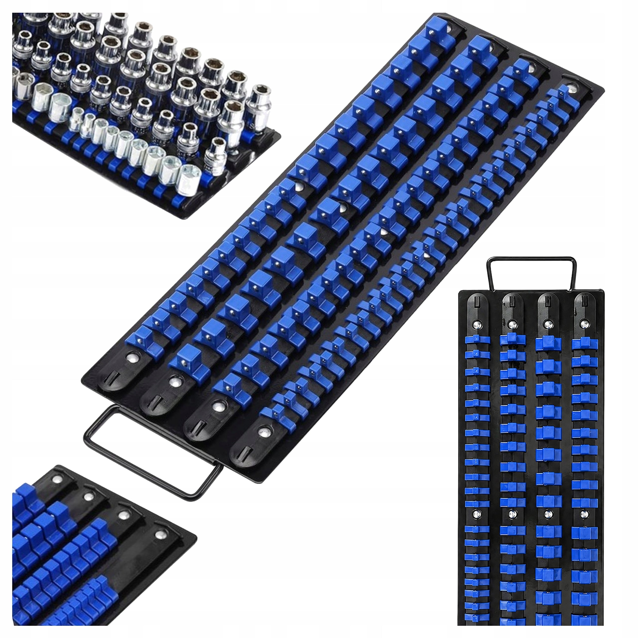 ORGANIZER RAIL RACK FOR SOCKET WRENCH SOCKETS 1/4″ 3/8″ 1/2″ 80 PCS