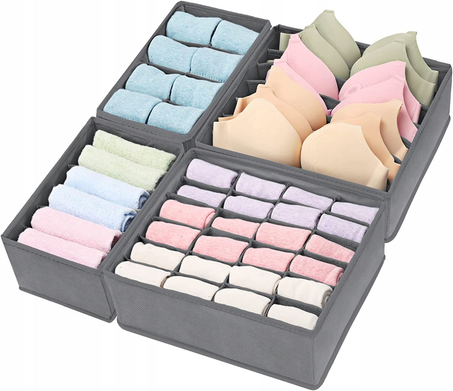 ORGANIZER SET OF 4 Pcs Underwear Clothes For Wardrobe Drawers COMPARTMENTS