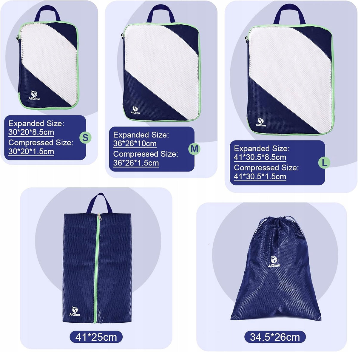 ORGANIZER SET OF ORGANIZERS FOR SUITCASE FOR HOLIDAYS TRIPS PERFECT ORDER Color blue