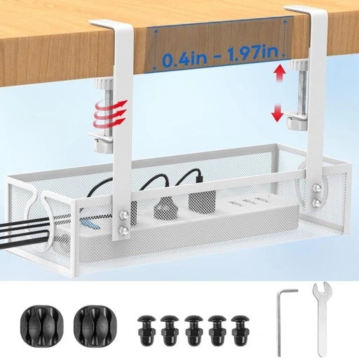 ORGANIZER SHELF WIRE HANGER CABLES UNDER DESK LARGE CAPACITY WHITE Brand Bedee