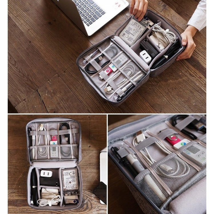 ORGANIZER TRAVEL BAG for Charger Cables Wires GREY HOLDER CASE Color gray