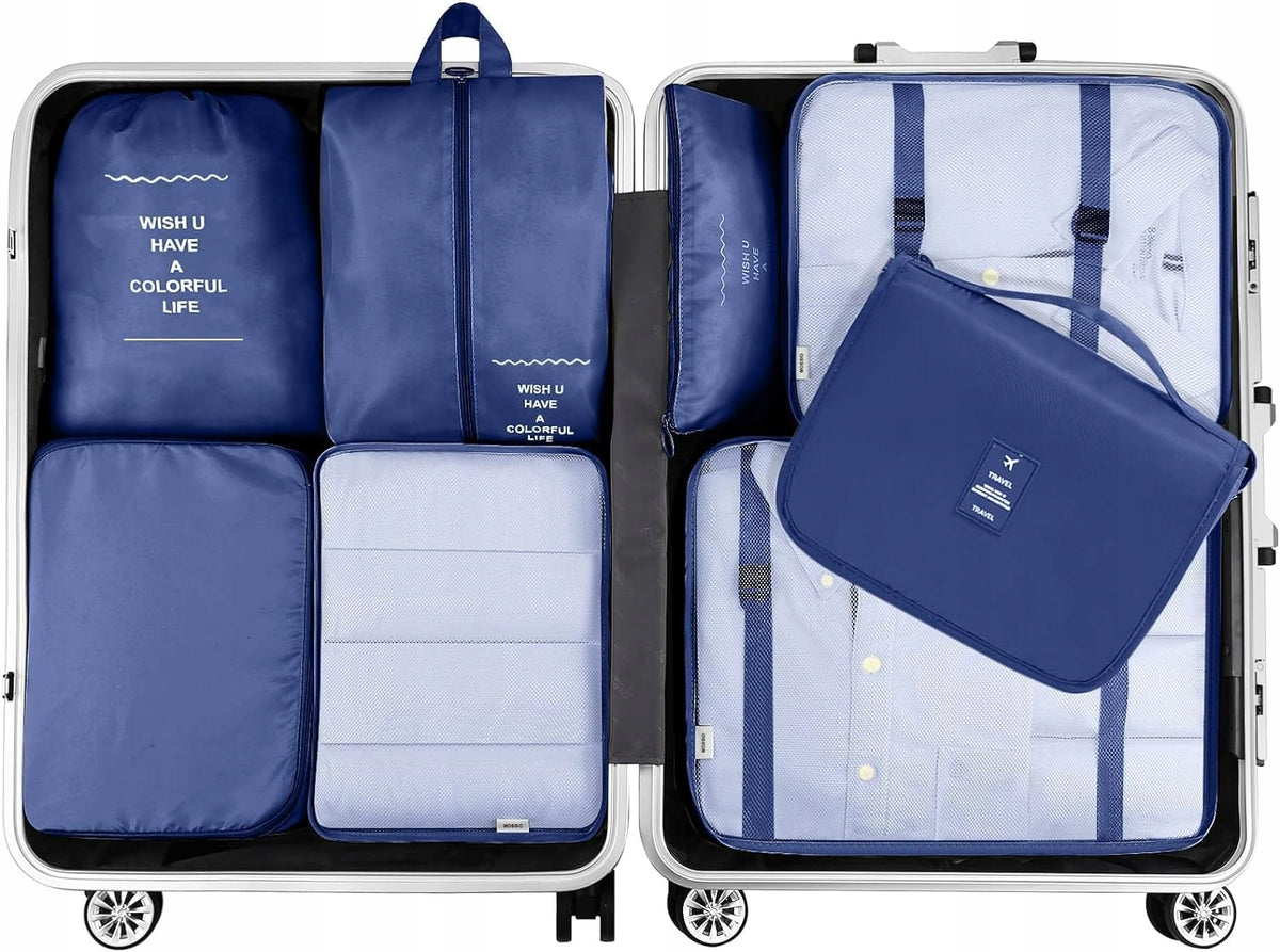 ORGANIZER TRAVEL ORGANIZERS 8 PIECE TRAVEL BAG SET BLUE Color blue