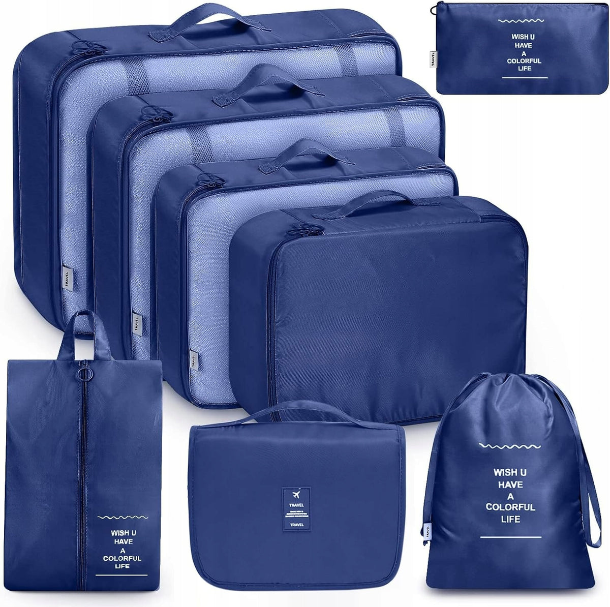 ORGANIZER TRAVEL ORGANIZERS 8 PIECE TRAVEL BAG SET BLUE