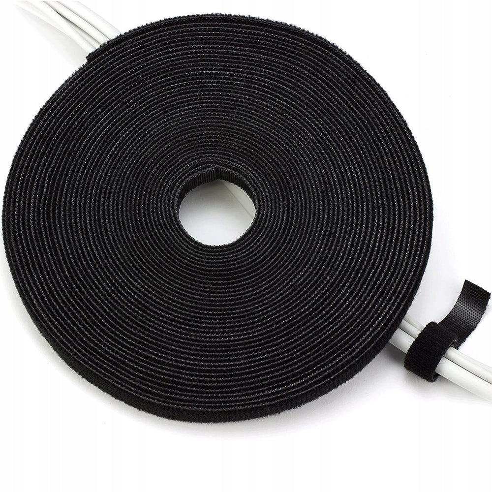 ORGANIZER VELCRO TAPE BAND HOLDER FOR DESK WIRES CABLES BLACK 5M Brand Raltek