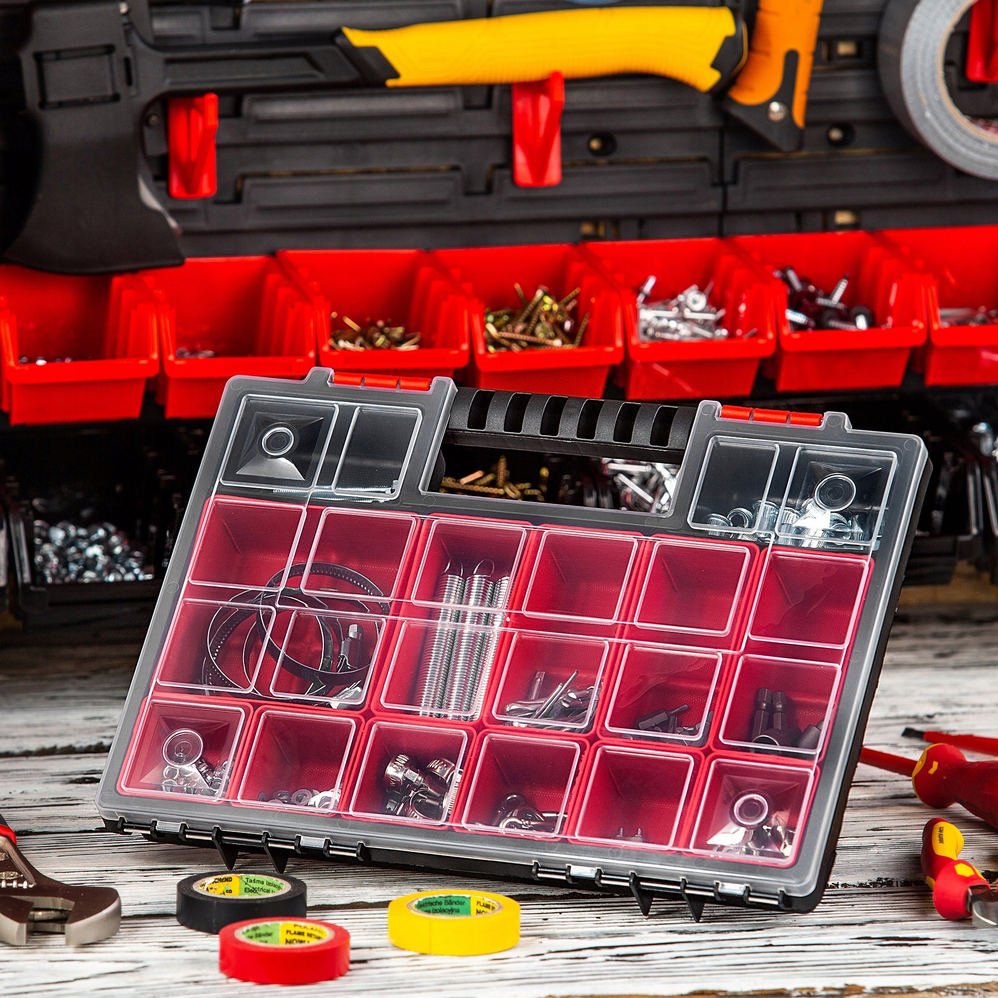 ORGANIZER WORKSHOP CONTAINER 18 DRAWERS SET OF 6 GARAGE BOX Brand Kadax