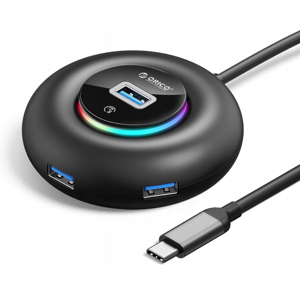 ORICO 4-Port USB 3.0 Hub with RGB, USB-C Cable and Power Adapter