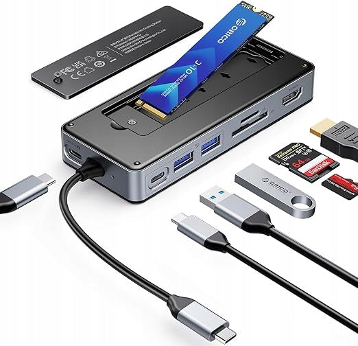 ORICO 8 IN 1 USB C DOCKING STATION WITH M.2 SSD AND 4K HDMI HOUSING