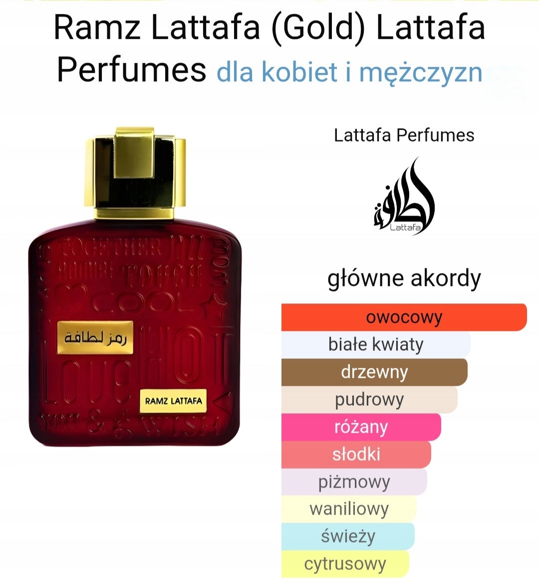 ORIGINAL Arabic Perfume LATTAFA Ramz Gold 100ml EDP+Sample 2ml GRAIS!! Manufacturer code perfumy z dubaju