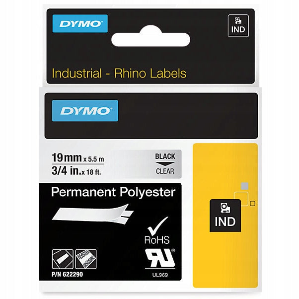 ORIGINAL DYMO IND Rhino polyester tape 19mm x 5,5m throughr. / black