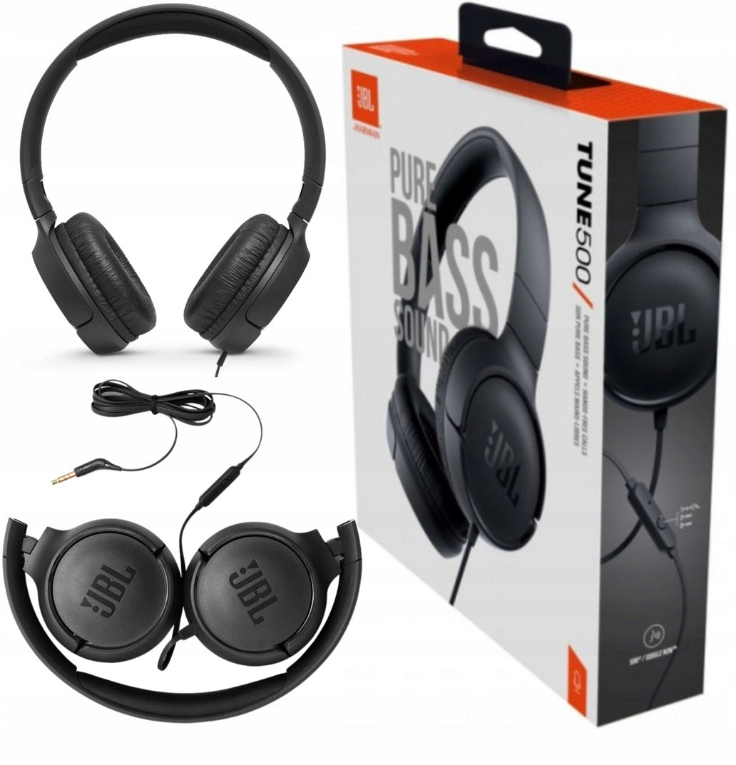 ORIGINAL JBL TUNE 500 ON-EAR HEADPHONES WITH MICROPHONE BLACK
