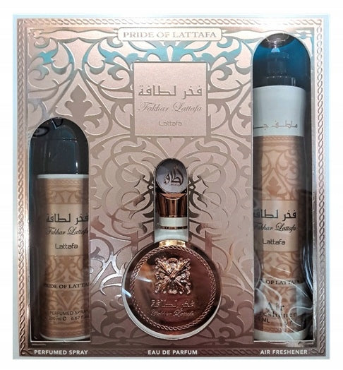 ORIGINAL Lattafa Fakhar Set: Perfume 100ml, Deo 200m, Freshener 300ml