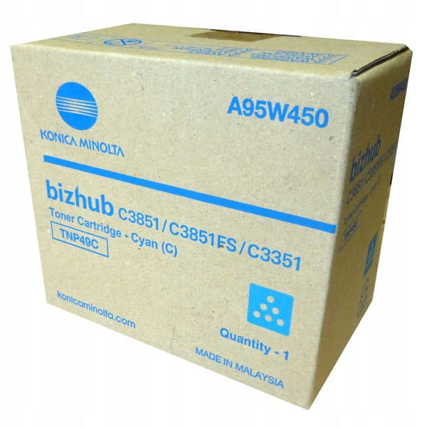 ORIGINAL Toner Cartridge Konica Minolta TNP49C C3851 C3351 A95W450 blue cyan Packaging status original