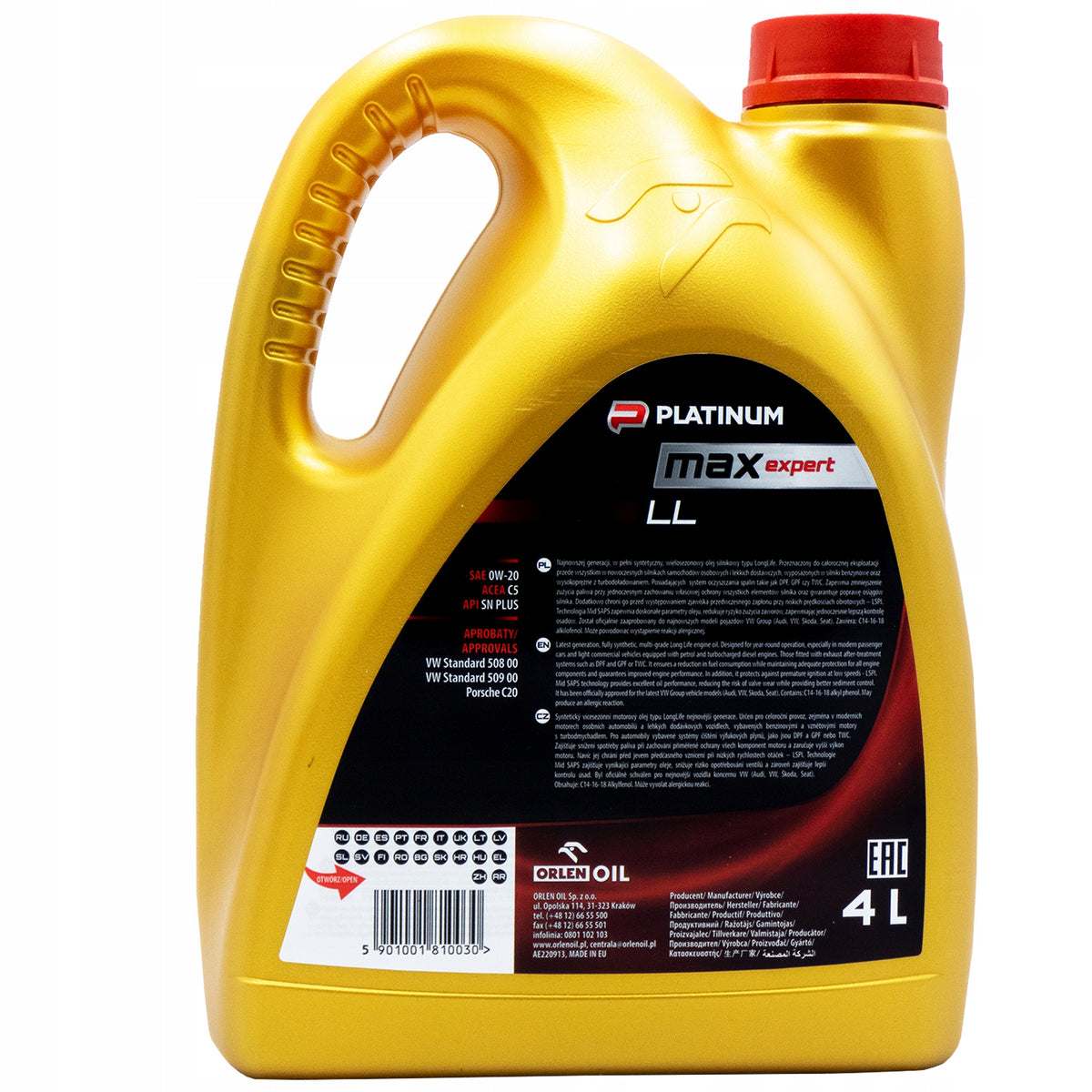 ORLEN OIL 0W-20 MAXEXPERT LL 4L Packaging volume 4 l