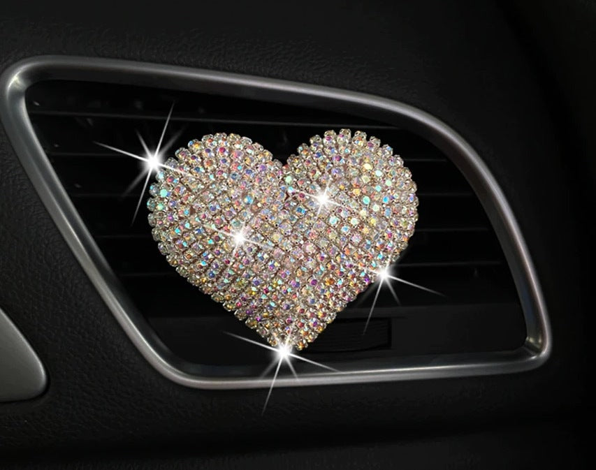 ORNAMENT CAR SMELL DIAMOND HEART SILVER GIFT