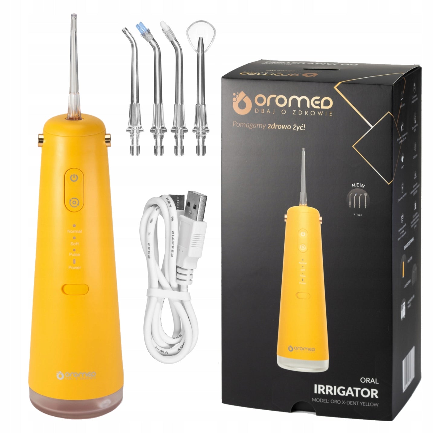 OROMED ORO-X DENT ORAL CLEANING IRRIGATOR YELLOW + 5 TIPS