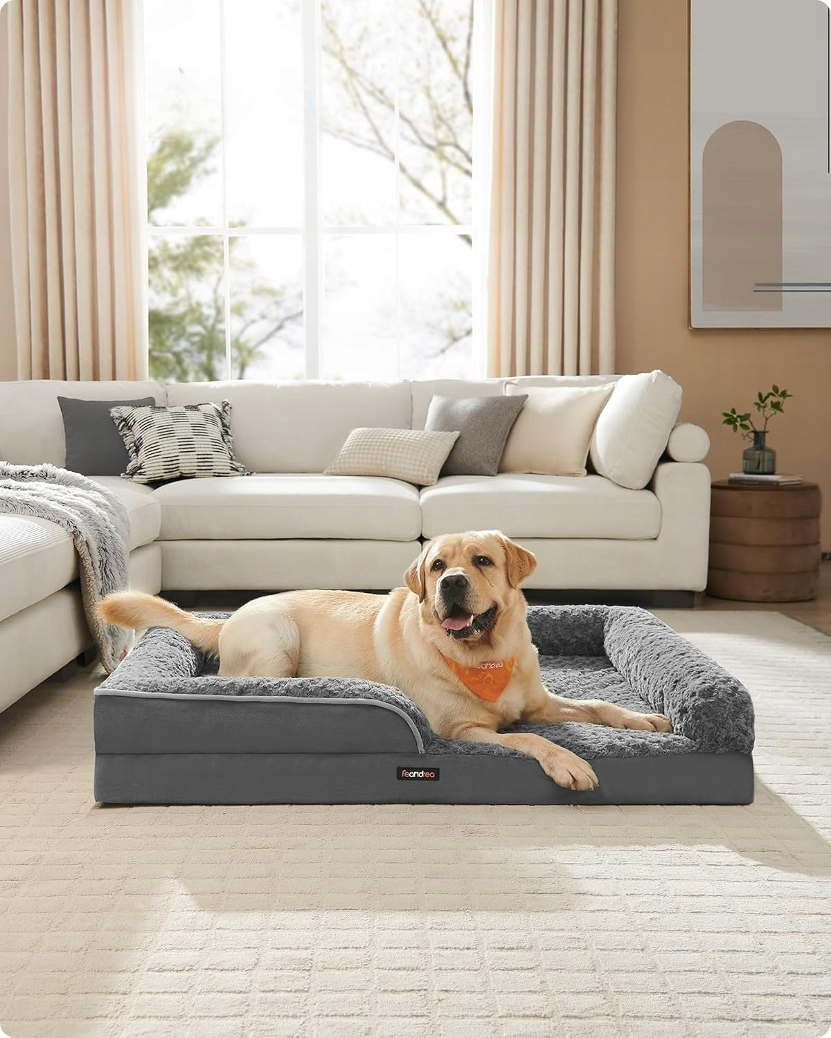 ORTHOPEDIC DOG BED PLUSH COVER 122x89x18 WATERPROOF Brand Feandrea