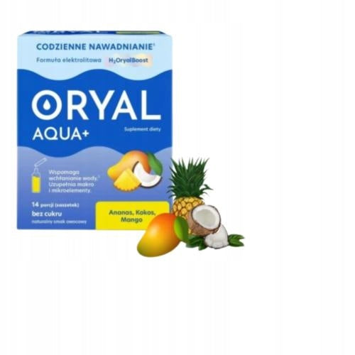 ORYAL AQUA+ PINEAPPLE, COCONUT, MANGO X 14 SACHETS/ ELECTROLYTES WITH PROBIOTIC