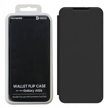 Etui Wallet Book, skirtas Galaxy A02S, juodas